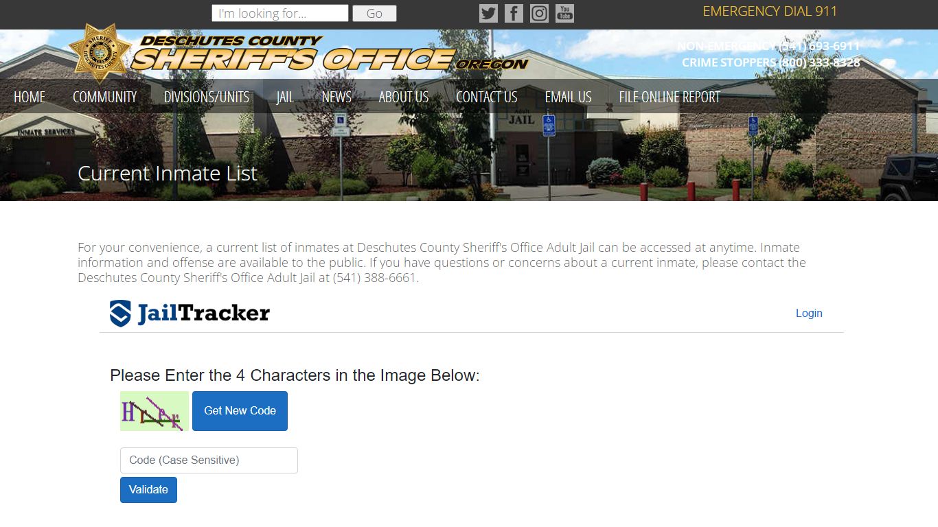 Current Inmate List | Deschutes County Sheriff's Office in Oregon